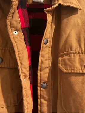 Dickies Brown Canvas Work Jacket with Red Plaid Lining